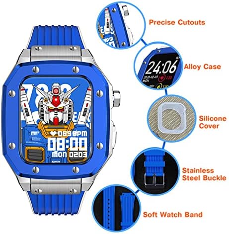 Caixa de relógio de liga Strap para Apple Watch Series 8 7 6 5 4 SE 45mm 42mm 44mm Metal Luxury Metal Borracha