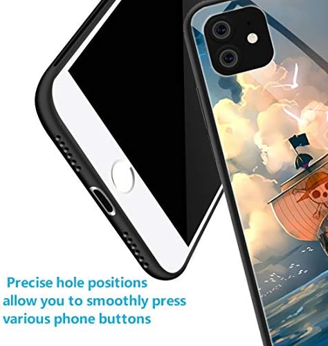 Caixa de telefone compatível com iPhone 11 Pro Max, Anime One Piece Mil padrão ensolarado Tampa de vidro temperado