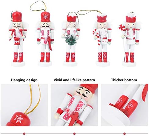 Tendycoco 5pcs de natal quebra -nozes Ornamentos de quebras de nozes Figuras de arbustos de Natal soldados