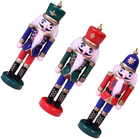 Brinquedos miniaturos de madeira soldado de nutas de nutas de madeira Ornamento: 3pcs mini -noz -racha de