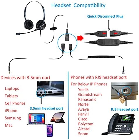 Fone de ouvido do escritório mairdi com conectores RJ9 e 3,5 mm para laptops para deskphone líquido e smartphone,