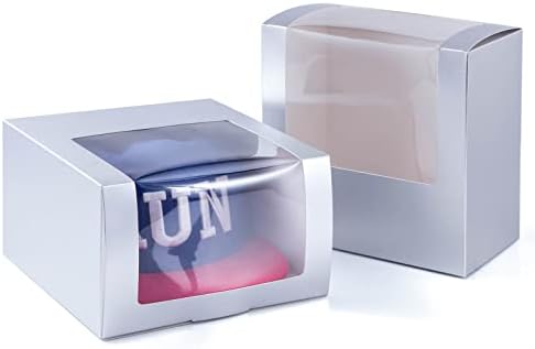 Caixas de presente de prata com caixa de exibição de janela para chapéu, recipiente de armazenamento de chapéu para