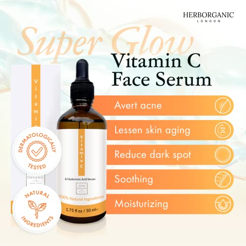 Serum de vitamina C herborgânica para face-50ml | Serum hidratante, anti -envelhecimento e iluminação