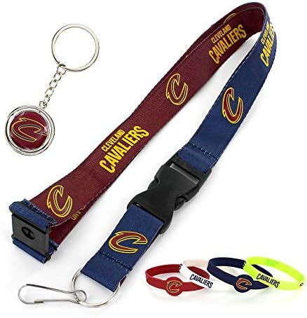 NBA Cleveland Cavaliers Reversível Team cordão, braceletes de borracha de silicone 4 pacote de chaves e chaveiro