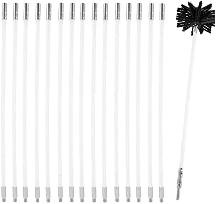 Kit Kit de Chimney Chimney, conjunto de varredura de chaminé, varredura de haste de limpeza de chaminé para limpeza de combustão e ventilação do duto, incluindo 9/15/18 hastes flexíveis + 1 cabeça de escova + 1 m8 Thread (cor: 18 r