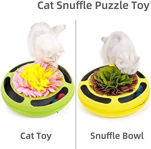Sunshineface Gato Exercício Puzzle Brinquedo, Snuffle de gato Treat Pet Treat Treat Interactive Puzzle Dispenser