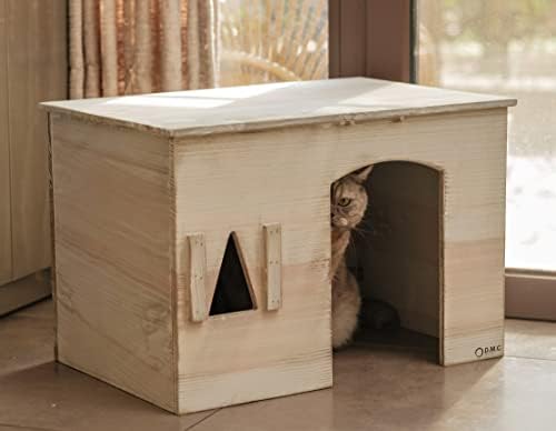 Madeira de madeira sólida de álamo da casa de animais de estimação branca para cães, gatos e mais casa de animais