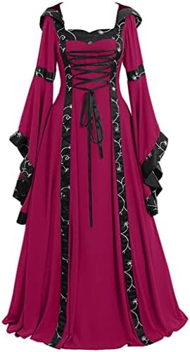 Vestido para o chão feminino comprimento do piso gótico Medieval Cosplay Moman feminino Renascença feminino Costume
