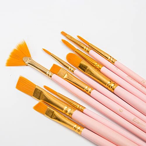 10pcs Artista Brinche Brush for Aquarcolor Acrílico Arte de madeira de madeira Long Handle Brushes