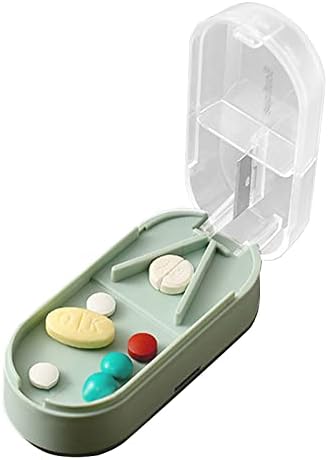 Cortador de comprimidos, melhor caixa de comprimidos de comprimidos Caixa 2 em 1, divisor de comprimidos para