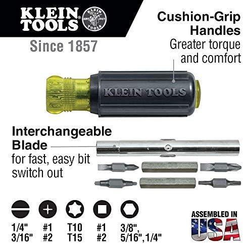 Klein Tools 80019 conjunto de ferramentas, 4 peças e 14 em 1 Chave de fenda ajustável com soquete de flip, drivers de porca HVAC e bits, impacto classificado como ferramentas Klein 32304