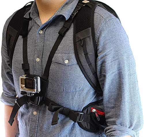 Navitech Action Camera Backpack e Gray Storage Case com tira de tórax integrada - Compatível com a