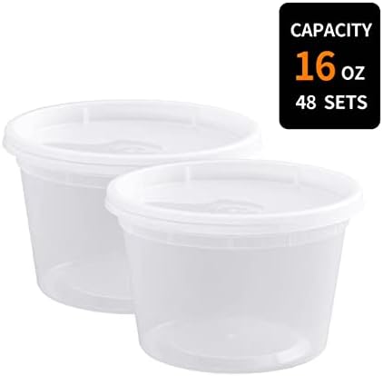 Tokuyo [48 conjuntos - 16 onças] Recipientes de armazenamento de alimentos de delicatessen de plástico