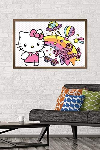 Trends International Hello Kitty - pôster de parede de arco -íris retrô
