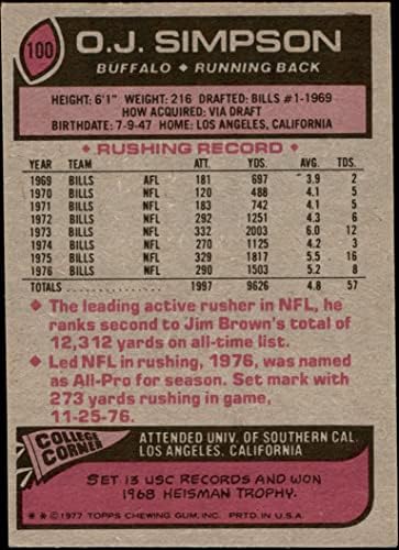 1977 Topps 100 O.J. Simpson Buffalo Bills VG Bills