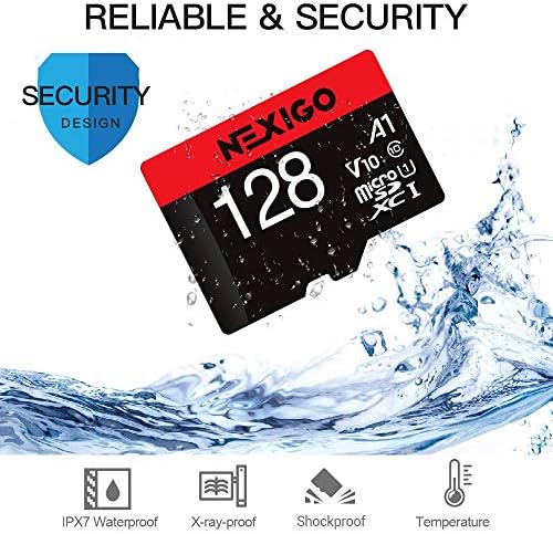 Cartão micro sd nexigo de 128 GB com adaptador, microSDHC/sdxc uhs-i classe 10 v10 cartão de memória