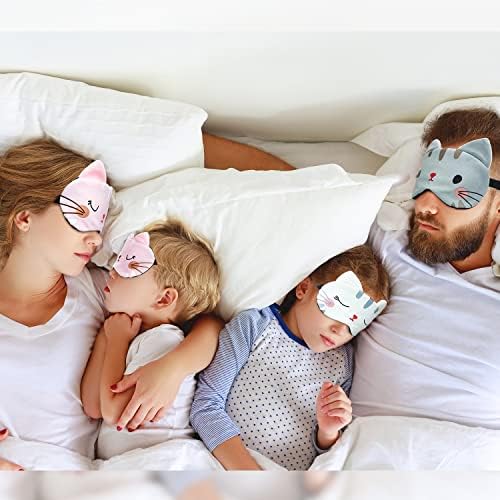 Blavvennt 3 pacote Kids máscara de sono máscara de sono fofa para crianças, máscara de dormir gato para crianças