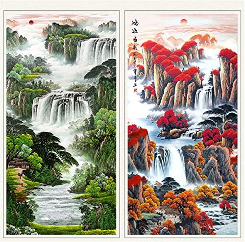 ZZooi Paisagem Chinesa pintando colinas verdes e águas claras pinturas penduradas na parede, montanha