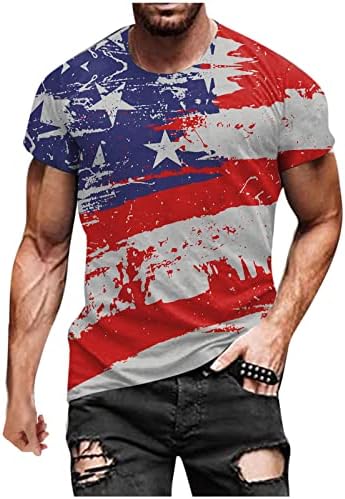 Mens American Flag T-shirt Summer Summer Casual Manga curta impressão gráfica Tops Muscle Workout Athletics