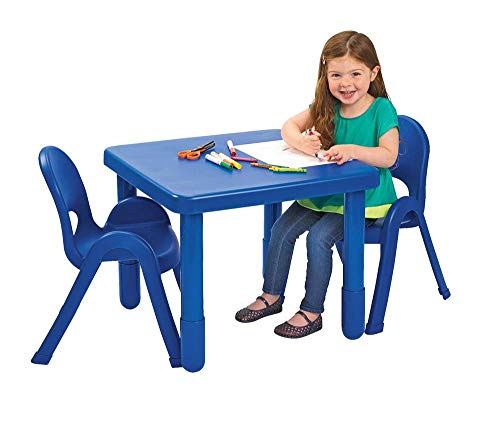 Angeles pré -escolar MyValue Square Table com 2 cadeiras, azul sólido, Kids Homeschool/Playroom/Daycare/Classroom