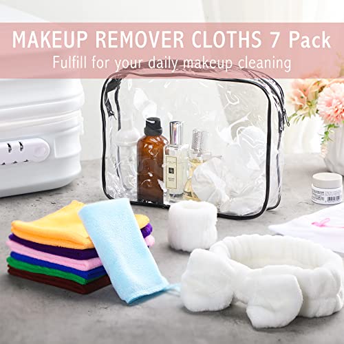 12 PCS Removedor de maquiagem Conjunto de panos, 7 panos de limpeza facial reutilizáveis ​​1 sacos