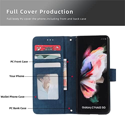 Funnywin Samsung Galaxy Z Fold 4 Caso Carteira de couro com São de caneta S Slot Slot Kickstand Z Fold
