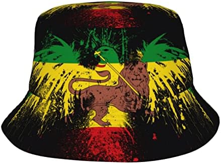 Reggae Jamaica Rasta Amante Chapéu Bucket Para Homens Mulheres Imprimidas Pescador Pescador Pacável Sun Cap Viagem Capas de praia ao ar livre