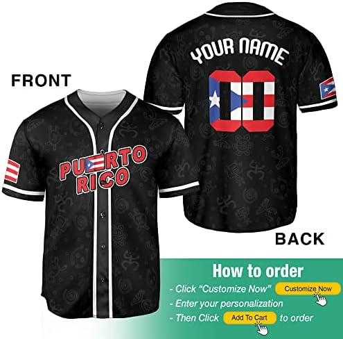 Jersey de Baseball de Porto Rico, camisa personalizada, Camisa de Porto Rico, Homens de Jersey de beisebol,