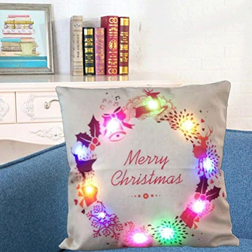 Oulii Capas de travesseiro de arremesso de Natal de Oulii Casos de almofada de linho macio com luzes