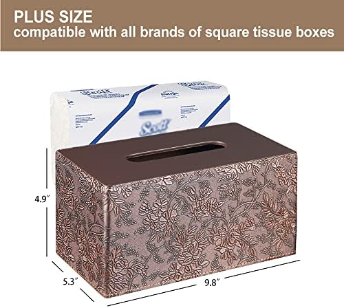 Tampa de caixa de lenços de lixo plus size, suporte para caixa de lenços retangulares de couro PU, dispensador