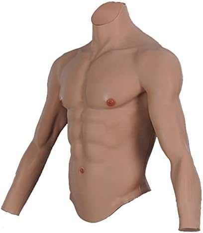 Hdfu meio corpo corporal realista muscular traje silicone peito machos abdominais falsos com braços