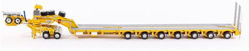 Drake para Kenworth 7x8 trailer orientável com 2x8 Dolly Yellow 1/50 Diecast Truck Pré-construído Modelo