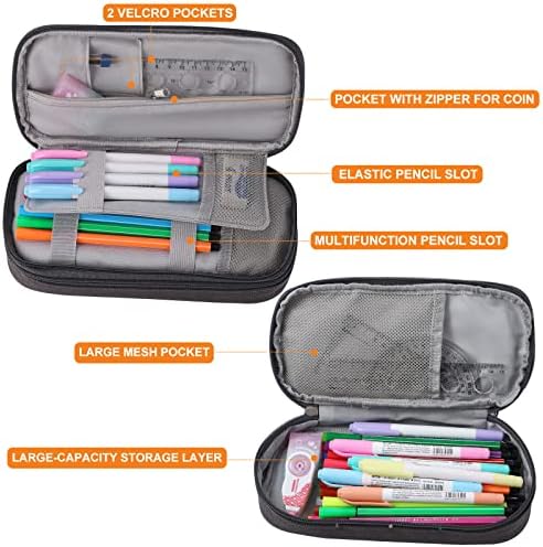 Caixa de lápis de grande capacidade de tergopa, bolsa de lápis grande com zíper para adultos caneta macia