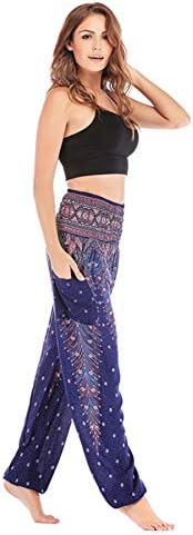 Andongnywell Women's Bloomers Harem Pants Ladies Print Print Loose Long Yoga Trouser Sports Lanterna