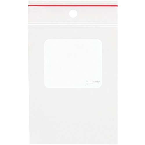 Aviditi Minigrip® Premium Red Line ™ 3 x 5 zíper reclosável Bloco branco sacos de poli com orifícios