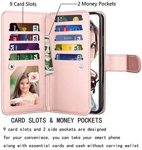 NJJEX Wallet Case para iPhone 11 Pro, para iPhone 11 Pro Case 5.8 , [9 slots de cartas] Pu Credition