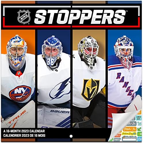Stoppers da NHL Calendário 2023 - Deluxe 2023 Pacote de calendário de parede NHL Stoppers com
