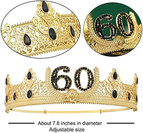 60º aniversário King Crown and Birthday King Sash, presentes de aniversário de 60 anos para homens. Decoração de festa de aniversário para homens