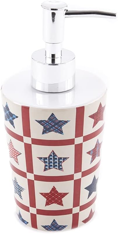 Americana Plaid Star Soop/Loção Bomba - Dispensador de sabão decorativo para decoração de banheiro