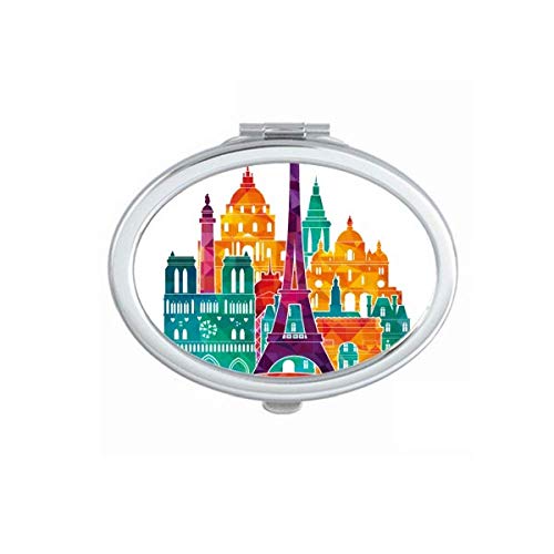 Castelo Paris France Eiffel Tower espelho portátil dobra maquiagem de mão dupla lateral óculos