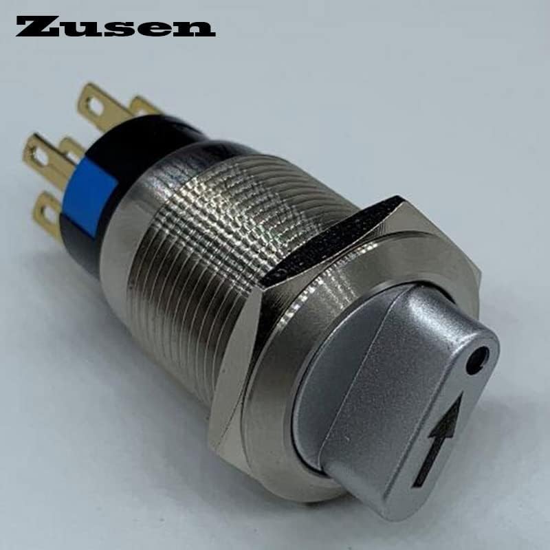 Zusen 19mm Símbolo de seta iluminada Luz LED 2No2NC Seletor de metal interruptor 3Positions Fixed