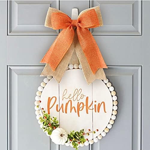 CINTAGO 4PCS FALL BOWS para decoração de outono, Harvest Orange Burlap Wreath Bow, Fall Ação