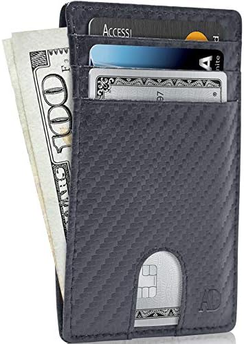 Acesso negado Couro real Slim Minimalist Mens Carteira - Pocket Pocket RFID FINE