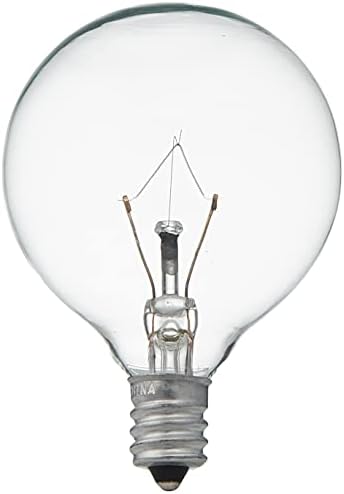 Sylvania Incandescent 25W G16.5 Decor Globe Lumin Bulb, E12 Candelabra Base, acabamento claro 2850k branco