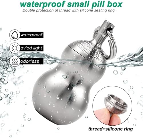 Chaveiro de comprimido de titânio impermeável micro, Tisur Small Pill Pocket Ponch Bollow Pill Bollow para aspirina de emergência e nitroglicerina
