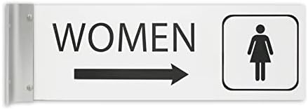 Corredor projetando sinal de banheiro feminino para negócios, flecha direita, 4 h x 12 W, 1/8 Sinal de corredor