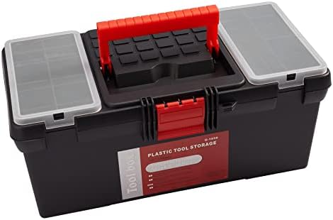 Caixa de ferramentas pequenas caixas de ferramentas de plástico de 14,5 polegadas de bandeja removível Caixa