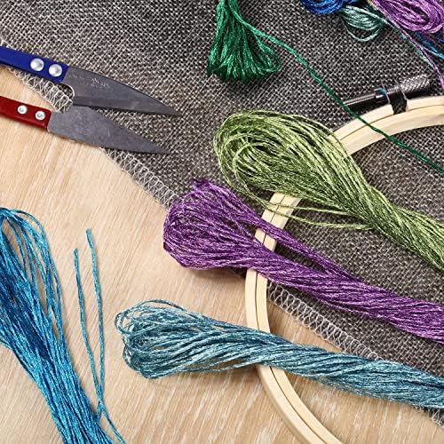 24 peças Bordado metálico Floss Multicolor Borderys Skein Threads Glitter Bordery Fread Stitch Polyester Thread para pulseiras de amizade Artesanato