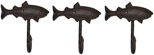 Náutico Decorativo Ferro fundido Fish peixe -chave Toalha de toalha gancho Decoração de parede Decoração