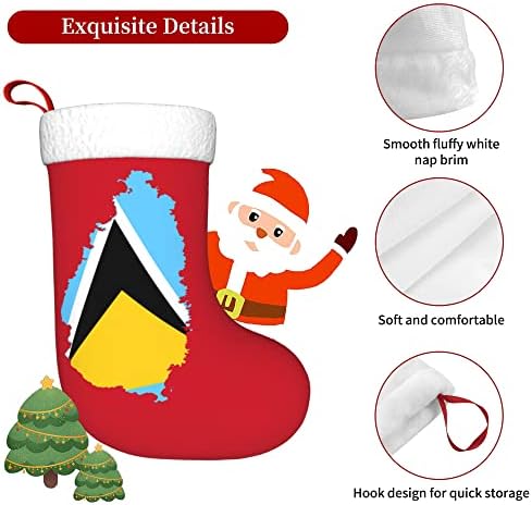 Qg zzx meias de natal com mapa de bandeira de punho super macio de plugue de santa Lucia Natal meias